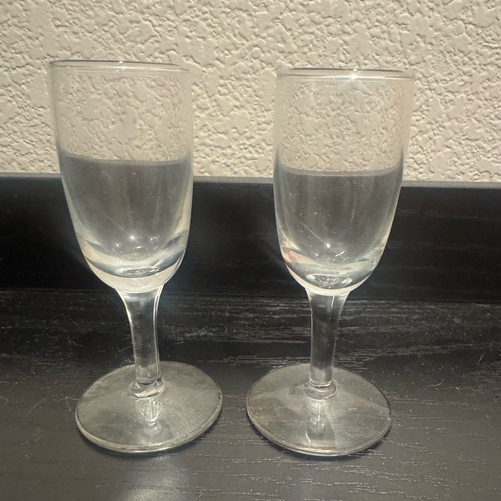 Sherry cordial miniature Elegant Clear Glass Flutes set of two